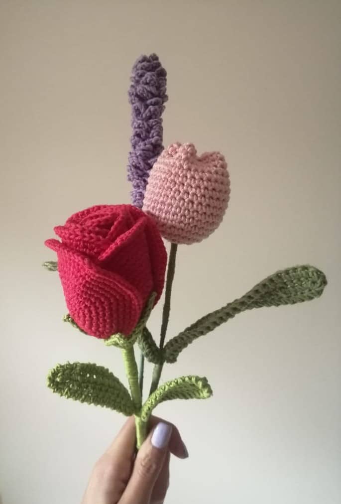 flores a crochet en 3d
