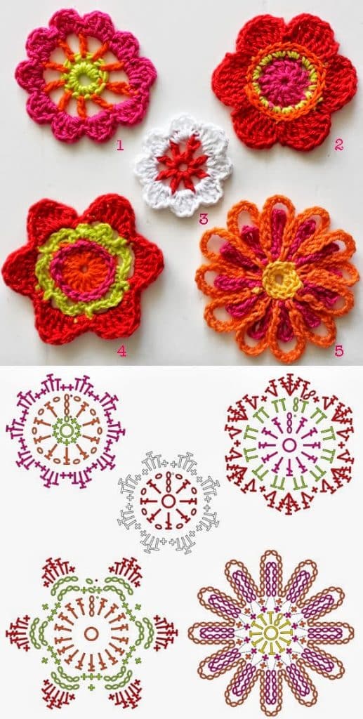 chalina a crochet con flores