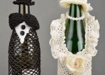 2 modelos de fundas para botellas a crochet