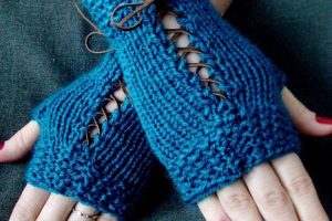 1 par de guantes sin dedos a crochet