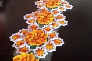 caminos de mesa a crochet flores