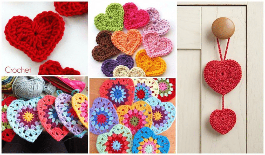 corazones a crochet paso a paso coloridos