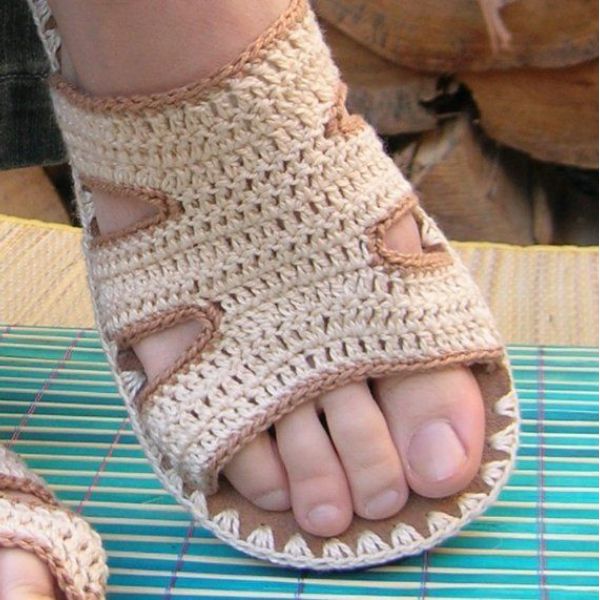 mujer sandalias tejidas a crochet para cubrir empeine