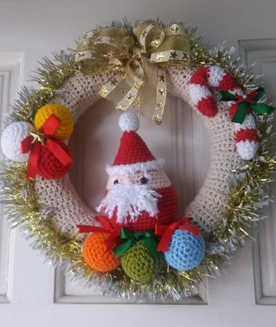 adornos a crochet para navidad coronas