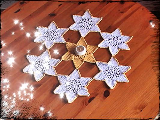 centros de mesa navideños a crochet muestras en forma de estrellas